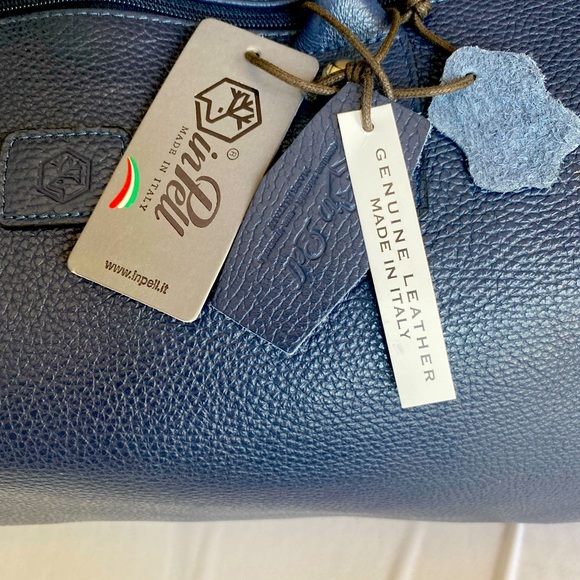 InPell Navy blue, handmade in Italy Genuine Leather duffle bag, NWT - Picture 8 of 8
